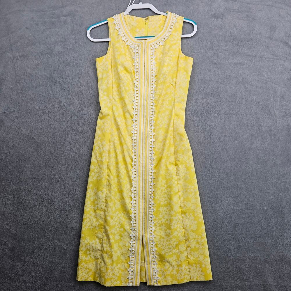 Vintage Lilly Pulitzer The Lily Yellow Floral Shift Dress Mod Preppy Size 6